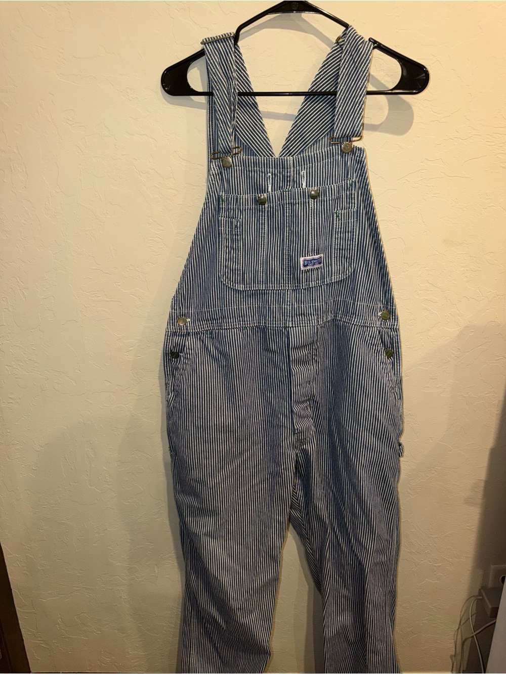 Vintage Big Smith Blue/White Striped Denim Bib Overalls Workwear 38 x 32